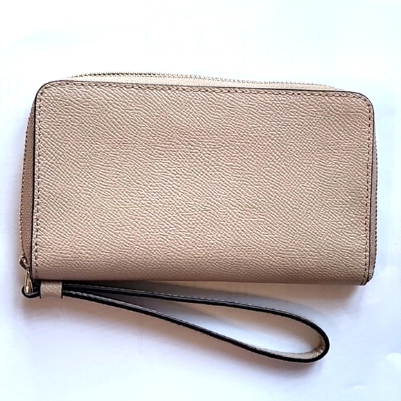 Coach Beige Crossgrain Leather Phone Wristlet - Picture 2 of 9